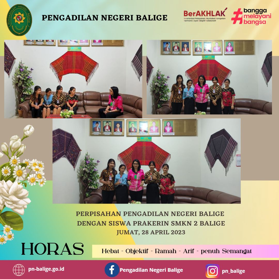 PERPISAHAN PENGADILAN NEGERI BALIGE  DENGAN SISWA PRAKERIN SMKN 2 BALIGE